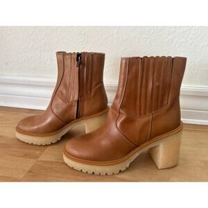 Free People $188 James Chelsea Tan Boho Brown Leather Boots Shoes Sz 40, US 9
